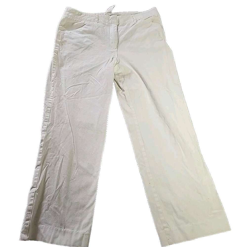Lilly Pulitzer White Straight Leg Flat Front Cropped Pants Size 6 VTG Preppy